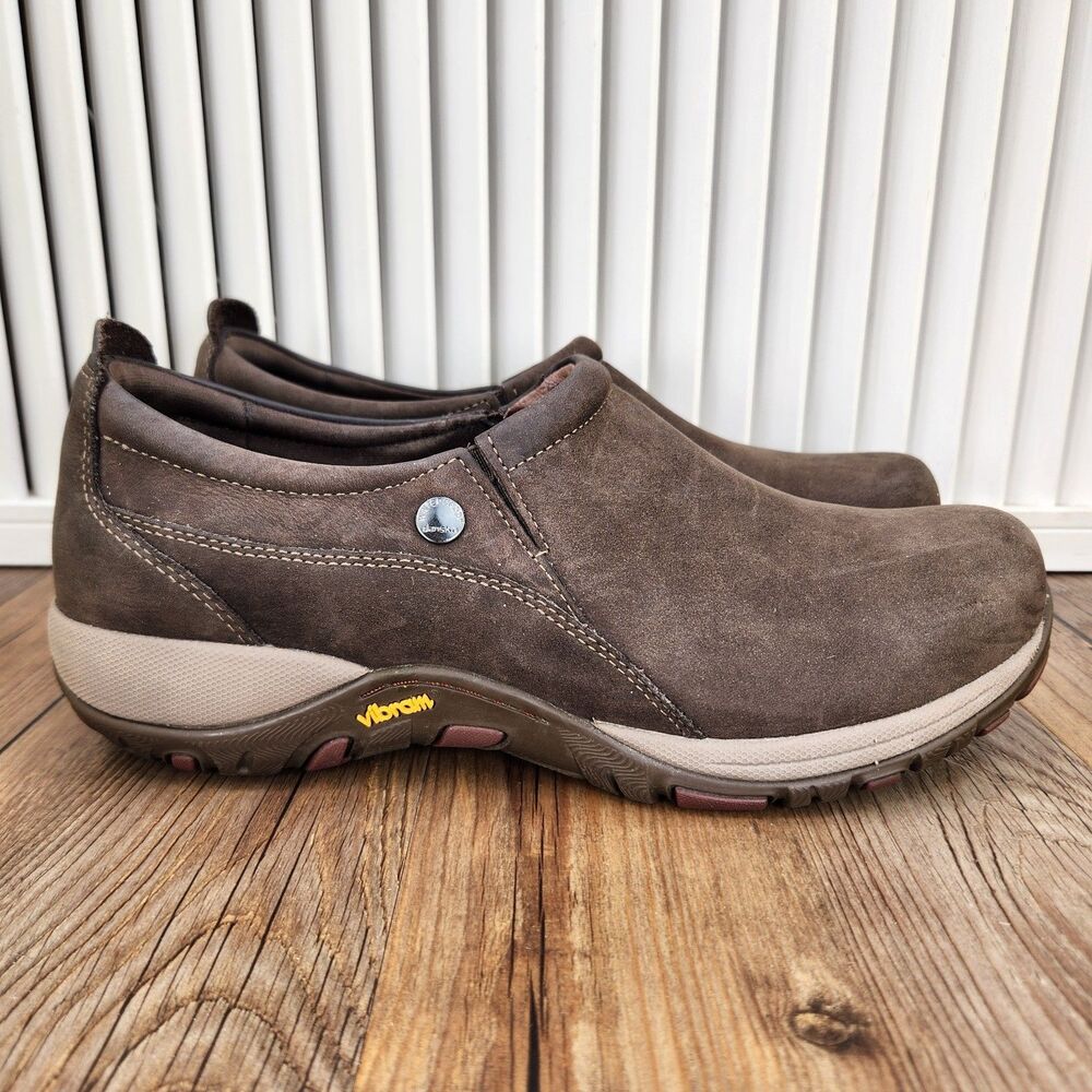 Dansko Patti Slip On Shoes Womens Size 9.5 Brown Nubuck Leather Vibram Comfort